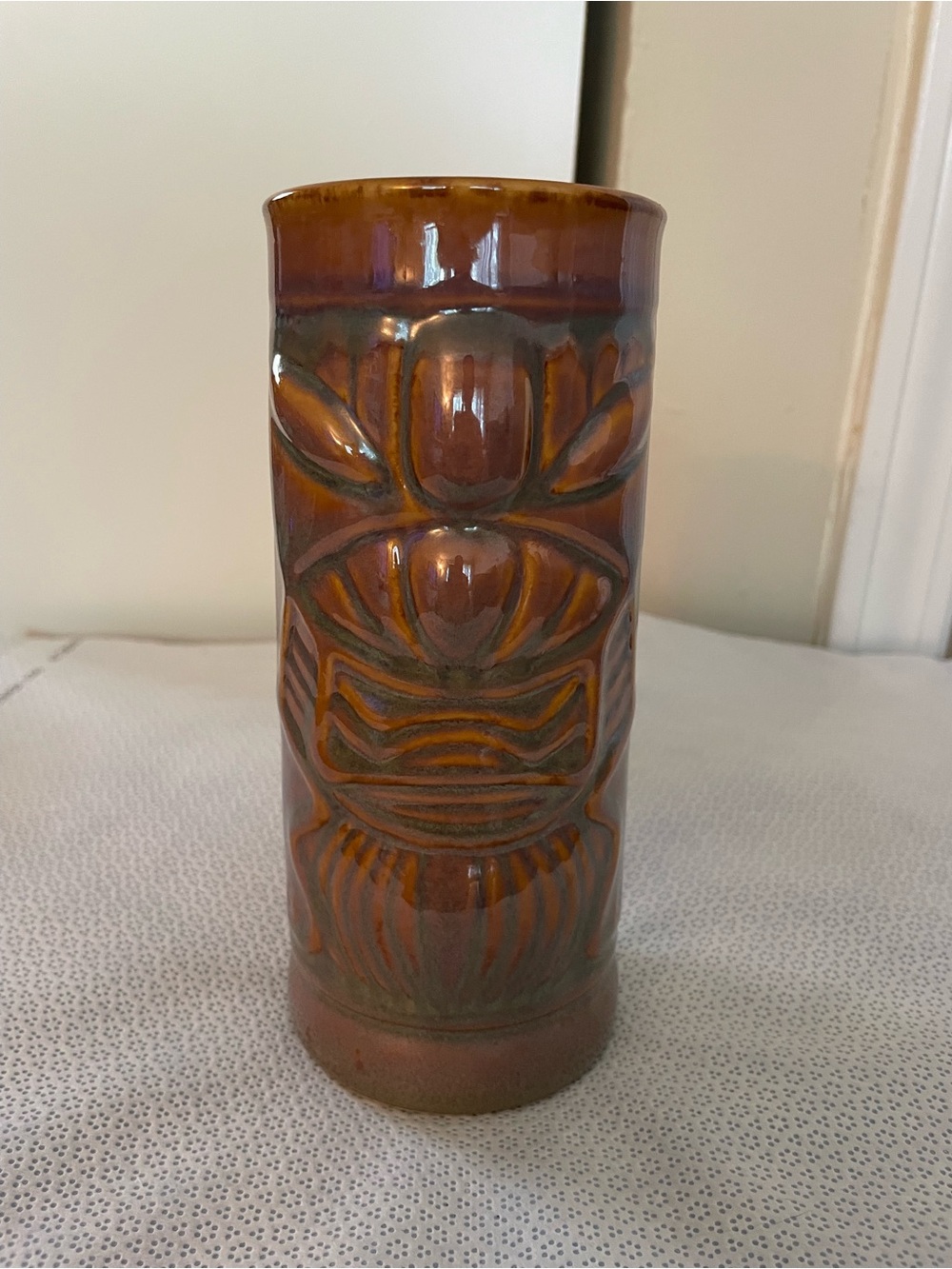 Vintage Libbey brown glazed ceramic Tiki mug
